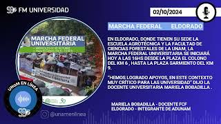 MARCHA FEDERAL UNIVERSITARIA En Eldorado la movilización comenzará en La Plaza El Colono [upl. by Siulesoj]