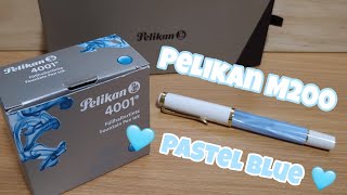 펠리칸 M200 파스텔블루 만년필 언박싱  Pelikan M200 Pastel blue Fountain pen Unboxing [upl. by Asirral]