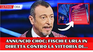 Sanremo 2024 protesta del pubblico in diretta fischi e Urla contro la vittoria a sorpresa poco fa [upl. by Evie]