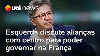 Frente de esquerda discute aliança com centro para poder governar na França [upl. by Haorbed]