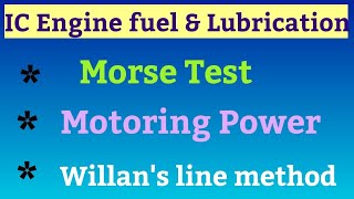 TESTING OF IC ENGINE  MORSE TEST  WILLANS LINE METHOD  MOTORING POWER  IC ENGINE IN HINDI [upl. by Enilesor]