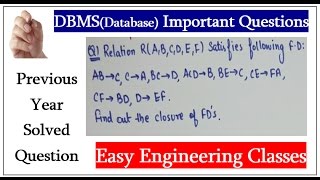 Solved Question on finding Function Dependency Closure [upl. by Attenal]