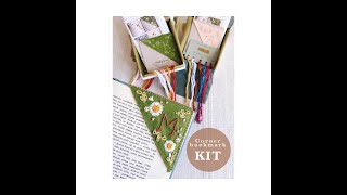 Personalised corner bookmark stitchalong easy floral embroidery [upl. by Darej]