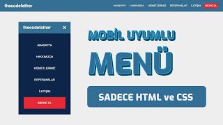 Mobil Uyumlu ve Animasyonlu Menü Nasıl Yapılır   HTML ve CSS [upl. by Naitsabas]