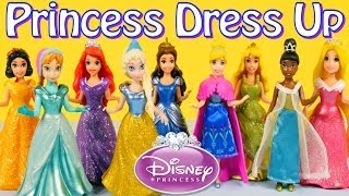 Disney Princess MagiClip Collection Frozen Movies Queen Elsa and Anna Dress Up Dolls [upl. by Madelena]