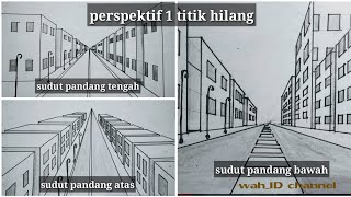 Contoh sederhana perspektif 1titik hilang dengan 3 sudut pandang [upl. by Inami679]