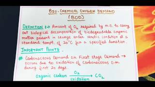 Bio Chemical Oxygen Demand BOD Biological Oxygen Demand First stage demandSecond stage demand [upl. by Jonie]