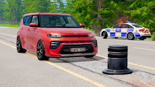 Kia Soul vs Bollard – BeamNGDrive [upl. by Ford]