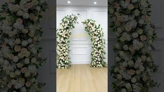 Rose Eucalyptus Leaf Pampas Grass Arch Floral Arrangement Wedding backdrop diy flower wedding [upl. by Tonie]