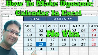 🔥How To Make Dynamic Calendar In Excel  🤗Dynamic Calendar No Vba  🤔Excel Me Dynamic Calenda [upl. by Nnahteb19]