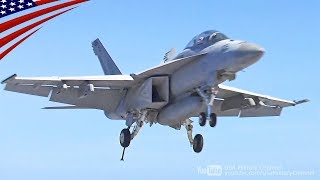 CarrierBased Aircrafts FA18 E2 C2 Land on USS Harry S Truman [upl. by Eenattirb]