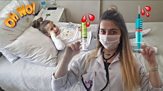 DOKTOR İĞNE YAPIYOR 💉 İĞNE VURMA injection fear crying  Gizli gizli dondurma yedi  Hasta Oldu 😱 [upl. by Nesyla230]