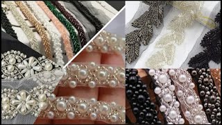 How To Make Pearl Beaded lace  Hand Embroidery  Stone Sequences moti Work ZardosiTutorial [upl. by Kelcie314]