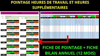 POINTAGE HEURES DE TRAVAIL amp HEURES SUPPLÉMENTAIRES  Feuille de pointage heures de travail Excel [upl. by Varden35]