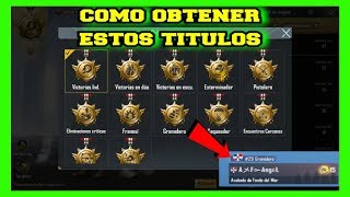 Como conseguir TITULOS 🎁 pubg mobile  pitoleros granaderos frenesi y   2019 [upl. by Ysteb967]