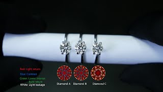 Why do these 3 diamonds look so different Super Ideal Cut vs Ideal Cut vs GIA triple EXC [upl. by Jaquelyn290]