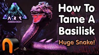 ARK  HOW TO TAME A BASILISK Giant Snake on Aberration [upl. by Esyle]