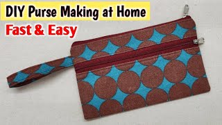 EASY  PURSE  POUCH MAKING VIDEO  DIY CLUTCH WALLET  Easy Purse Bag Sewing Tutorial  DIY POUCH [upl. by Moitoso]