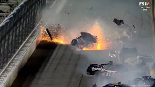 Myatt Snider violent flip and crash at Daytona 21922 with replays [upl. by Shurlocke]