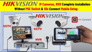 CCTV Camera Installation with NVR  IP Camera Mobile setup Hikvision NVR Complete Installation [upl. by Engis638]