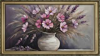 FRAME TV ART SCREENSAVER OIL PAINTING TV BACKGROUND FRAMED WILDFLOWERS VASE NO SOUND WALLPAPER 4K [upl. by Atauqal114]