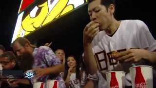 Kobayashi vs Mike Grant in hot dog eating contest [upl. by Edsel]