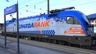 Bahnhof Rankweil 2 weiße🐂 Taurus BR183 an Containerzug amp SPARDALok an Dosto [upl. by Acinok]