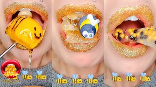 Satisfying ASMR REAL HONEY BEE SOUNDS 🍯🐝And Mukbang Eating 먹방 [upl. by Yromas]