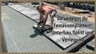 So verlegst du Terrassenplatten 5cm auf Splitt Schritt für Schritt erklärt [upl. by Enelaj]