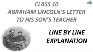 ABRAHAM LINCOLNS LETTER TO HIS SONS TEACHER II LINE BY LINE EXPLANATION II CLASS 10 ENG KSEEB [upl. by Bunny]