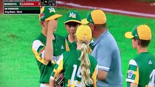 Drew Law Elbow Injury  2019 LLWS  Minnesota vs Louisiana [upl. by Petrick]