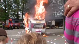 200ste video Demonstratie Caravanbrand bij open dag Brandweer GroningenStad [upl. by Dekeles]