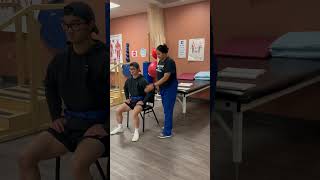 Berg Balance Assessment How to Perform Seated Unsupported with Feet Supported physicaltherapy [upl. by Ahsiema]