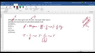 PUCSP Um disco gira com 30 rpm Isso quer dizer que o período do movimento circular [upl. by Brittani]