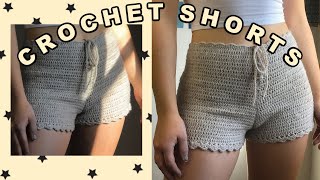 Crochet Shorts  HighWaisted Shorts  Tutorial Easy and beginner friendly [upl. by Adnohsel]