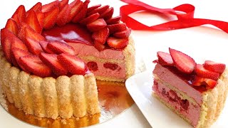 RECETTE CHARLOTTE AUX FRAISES MOUSSE AUX FRAISES [upl. by Eclud]