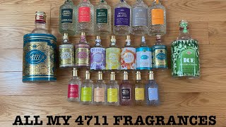 ALL MY 4711 FRAGRANCE  20 BOTTLES FULL COLLECTION REVIEW [upl. by Gideon326]