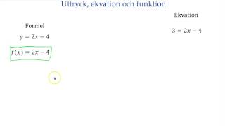 Skillnader algebraiska uttryck funktioner och ekvationer [upl. by Errecart]