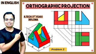 Orthographic ProjectionProblem 3 [upl. by Nnairrek]