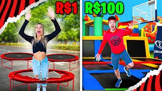 PARQUE DE CAMA ELASTICA DE R10 vs R10000  Desafio [upl. by Nimra]