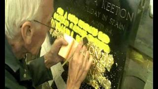 Gilding a black granite Memorial Headstone for Lidsters of worksopwmv [upl. by Winikka]