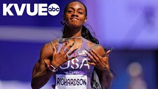 Track and field athlete ShaCarri Richardson wins 100meter dash in 2024 Olympics [upl. by Sad]