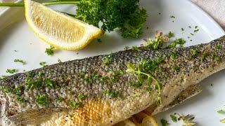 EASIEST BAKED WHOLE FISH RECIPE EVER EUROPEAN SEA BASS — BRANZINO [upl. by Notkcorb]