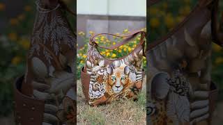 Cleopatras Leopard Artwork  HandPainted Leather Bags by Anuschka [upl. by Remot]