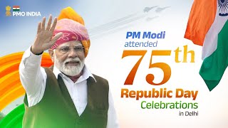 PM Modi attends 75th Republic Day Celebrations in Delhi [upl. by Hareenum345]