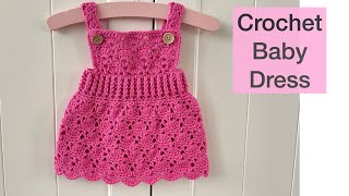 Crochet baby dress Isabella  Crochet Beautiful Salopet Dress  beginner crochet  how to crochet [upl. by Grubman363]