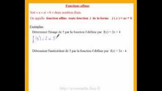 3eme cours de maths sur les fonctions affines definition et calculs [upl. by Arytahs132]