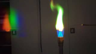 Flame test through a spectroscopic diffraction grating [upl. by Uliram]