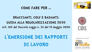 Come fare per L emersione dei rapporti di lavoro  Guida alla Regolarizzazione 2020 [upl. by Annahoj]