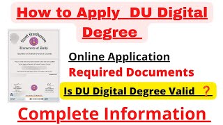 How to apply Du Digital Degree  Complete Information  University of Delhi 2022 [upl. by Ahtebat]